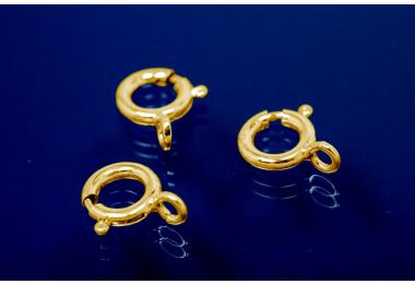 Spring Ring with open Ring 8 mm 925/- Silver gold plated