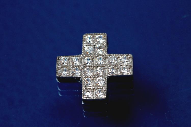 Pendant Cross 925/- Silver rhodium plated approx. sizes high14,0mm including loop on the back, wide 14,0mm, MS2,8mm,