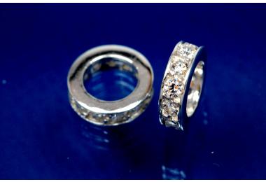 Abstandsringe massive Ausfhrung 925/- Silber rhodiniert mit 11 Steinen gefasst