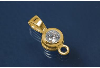 Anhngerschlaufe 925/- Silber vergoldet mit Steineinfassung und Einhngerse