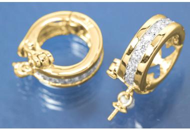 Einhngerclip rund 11 Steinen gefasst 925/- Silber vergoldet mit Sicherung inclusiv Perlkappe sowie Anhngerse