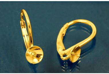 Ohrbrisur 925/- Silber vergoldet sehr robuste Ausfhrung mit integrierter se und Perlschale 6mm