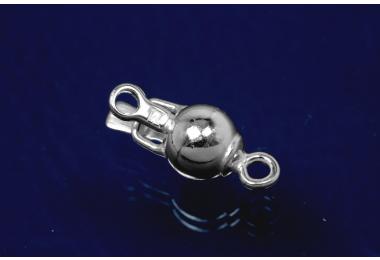 Ball clasp 7mm 925/- Silver polished rhodium plated