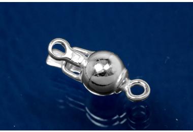 Ball clasp 8mm 925/- Silver polished rhodium plated