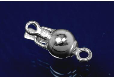 Ball clasp 10mm 925/- Silver polished rhodium plated