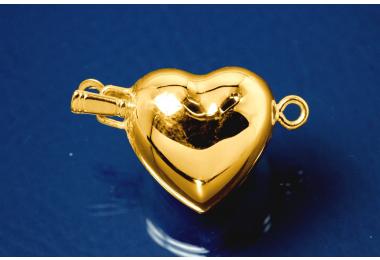 Clasp heart shape 17x17mm 925/- Silver gold plated polished