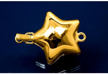 Clasp star shape 21x21mm 925/- Silver gold plated polished