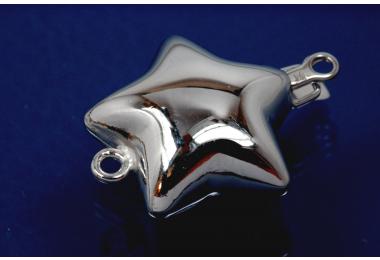 Clasp star shape 21x21mm 925/- Silver rhodium plated polished