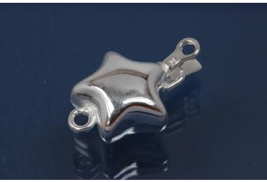 Clasp star shape 14x14x8mm  925/- Silver rhodium plated polished