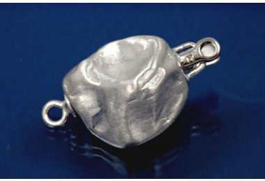 Nugget clasp size 23,5 x 14,0mm 925/- Silver rhodium sanded
