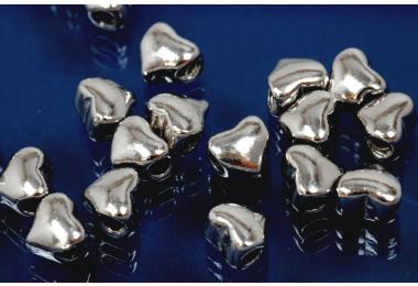 Spacer beads heavy version heart shape 925/- silver rhodium plated, size Mae ca.6,2x5,3x4,0mm, B1,95mm,