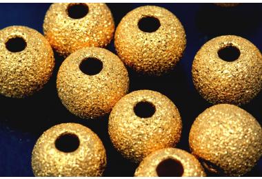 Beads 925/- gold plated heavy version, laser cut  ca.10mm, hole ca. 3,0mm