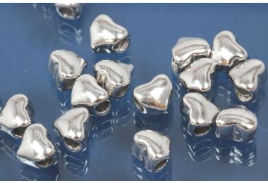 Zwischenteile massives Herz 925/- Silber, Mae ca.6,2x5,3x4,0mm, B1,95mm,