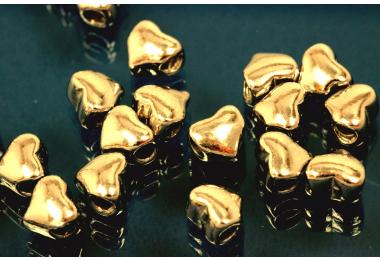 Zwischenteile massives Herz 925/- Silber vergoldet, Mae ca.6,2x5,3x4,0mm, B1,95mm,