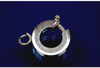 ca 14mm flat big spring ring 925/- Silver rhodium plated