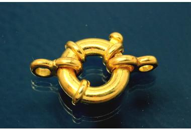 Big spring ring 925/- Silver gold plated with 2 rollo approx.15 x 7 x 3,5mm