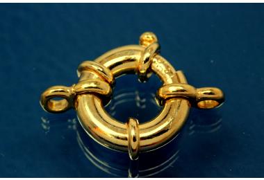 Big spring ring 925/- Silver gold plated with 2 rollo approx.17 x 8 x 4mm