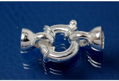 Big spring ring 925/- Silver approx.ca.12 x 6 x 3,0mm with 2 end cup  8mm