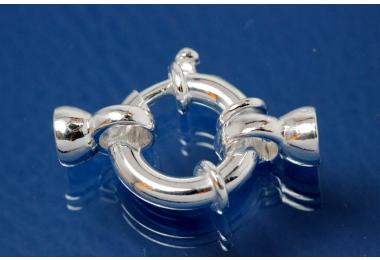 Big spring ring 925/- Silver approx.ca.14 x 8x 3,0mm with 2 end cup  6mm
