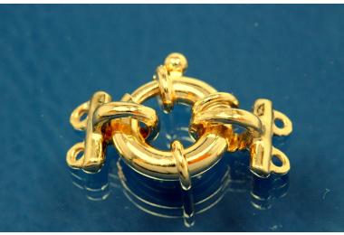 Spring ring 925/- Silver gold plated with 2-row spacer 12x3,0mm