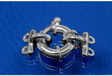 Spring ring 925/- Silver rhodium plated with 2-row spacer 12x3,0mm