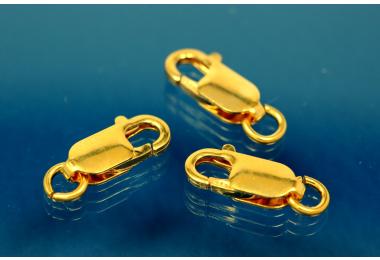 Trigger Clasp long with Ring heavy solid Model 13,8mm x 5,2mm 925/000 silver gold plated