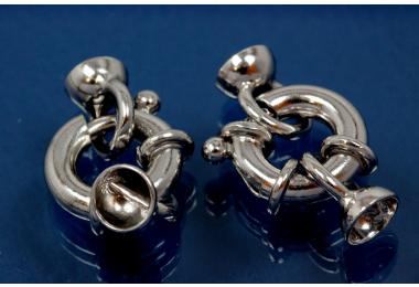 Federring 925/- Silber rhodiniert ca.12 x 6x 3,0mm mit 2 Endkappen 6mm