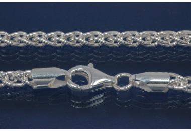 Zopfkette massiv ca.Ma�e �3,5mm mit Karabiner, ca. Ma�e Endglied A� 4,4mm, 925/- Silber, L�nge ca. 60cm