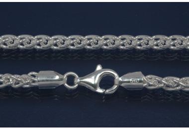 Zopfkette massiv ca.Ma�e �4,3mm mit Karabiner, ca. Ma�e Endglied A� 5,1mm, 925/- Silber, L�nge ca. 45cm