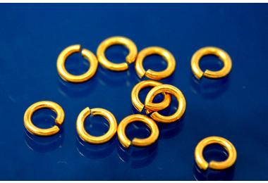 Jump rings round open 4,0mm 925/- Silver gold plated