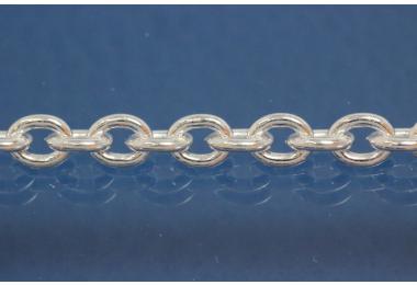 anchor oval chain 925/- by meter,approx sizes length 4,9mm, width 3,8mm, thickness  1,0mm,antitarnish, silverplated