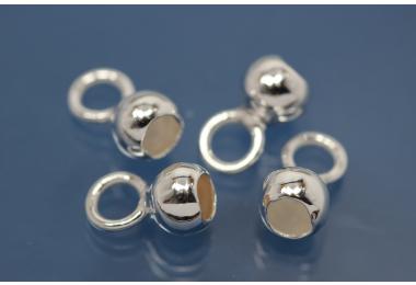 Bead capsules heavy variation 4mm with closed loop, 925/- Silver