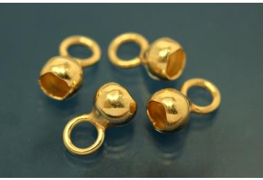 Bead capsules heavy variation 4mm with closed loop, 925/- Silver gold plated