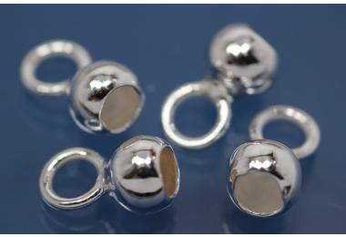 Bead capsules heavy variation 5mm with closed loop, 925/- Silver
