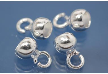 Bead capsules heavy variation 5mm with open loop, 925/- Silver