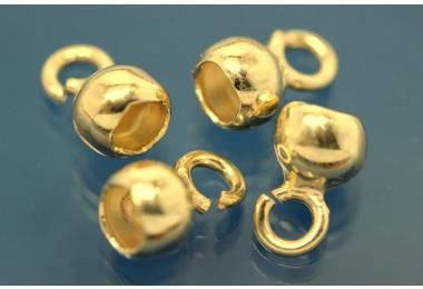 Bead capsules heavy variation 5mm with open loop, 925/- Silver gold plated