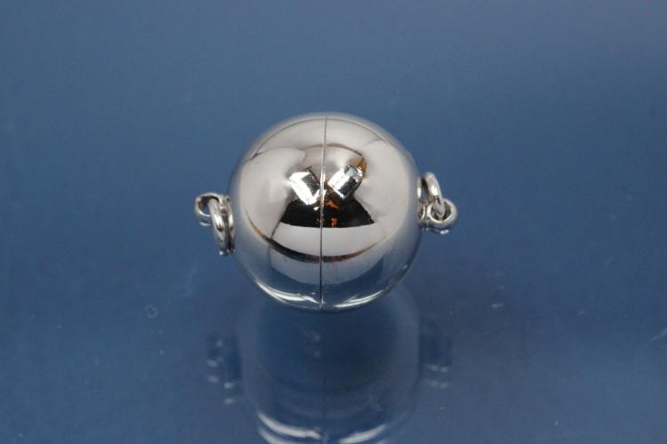 Magnetic ball clasp, rhodium plated, 8mm (Magnetic invisible)