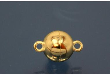 Magnetic Clasp 925/- Silver gold plated, round bead ca. 10mm