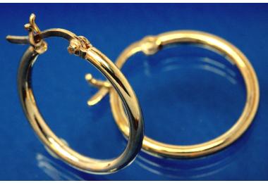 Hoops polished 925/- Silver gold plated approx size A20mm, I16mm, Tube round RD A2mm.