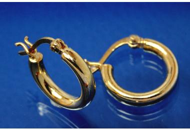 Hoops polished 925/- Silver gold plated approx size A15mm, I9,0mm, Tube round RD A3mm.