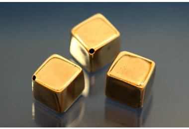 W�rfel diagonal gebohrt ca. 10x10mm 999/- Silber vergoldet