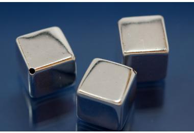 Cube diagonal gebohrt approx 12x12mm 999/- Silver