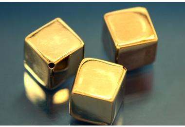 Cube diagonal gebohrt approx 12x12mm 999/- Silver gold plated