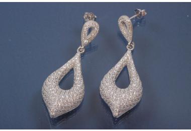 Ear post Two open Teardrop 925/- Silber rhodium plated, approx size length 43,0mm, wide 15,0mm, thickness 5,1mm,