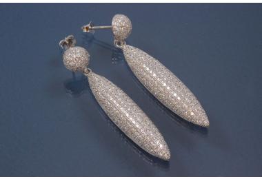 Ear post Halfball with Tipped Oval 925/- Silber rhodium plated, approx size length 47,1mm, wide 8,2mm, thickness 5,5mm,