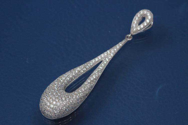 Pendant Drop shape polished, 925/- Silver rhodium plated with Zirconia,