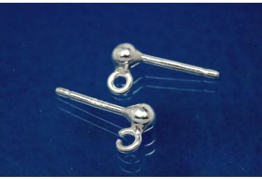 Ear stud with ball  3mm  925/-Silver