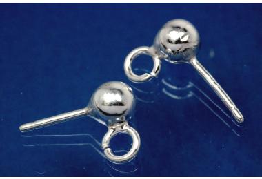 Ear stud with ball  5mm  925/-Silver