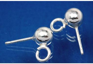 Ear stud with ball  6mm  925/-Silver