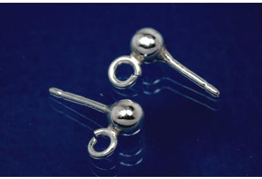 Ear stud with ball  4mm  925/-Silver